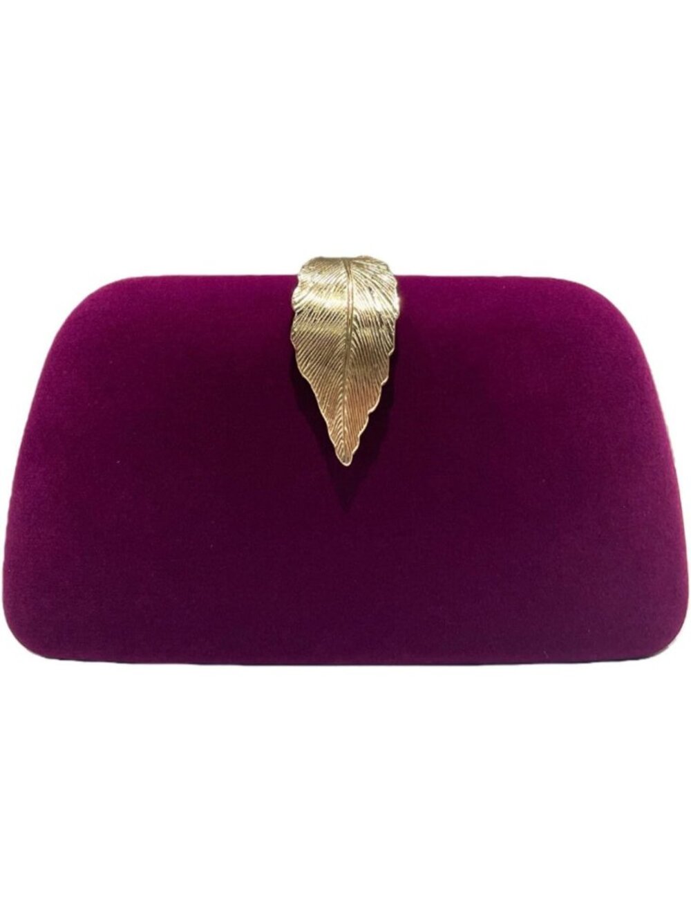 Women's Purple Elegant Clutch Purse Metallic Leaves Clasp Banquet Evening Bag